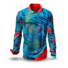 HIDDEN LOVE - Blue red Long Sleeve Shirt - GERMENS artfashion - Unusual long sleeve shirt in 10 sizes - Made in Germany