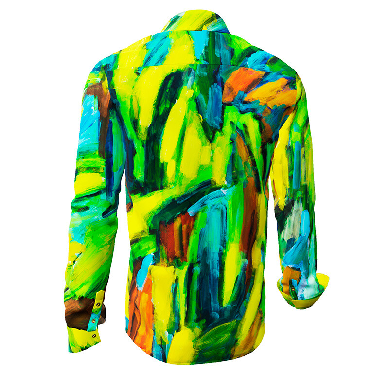 LANDSCAPE WITH RIVER - colourful Long Sleeve Shirt - GERMENS artfashion - Special long sleeve shirt in small limitation - Made in Germany