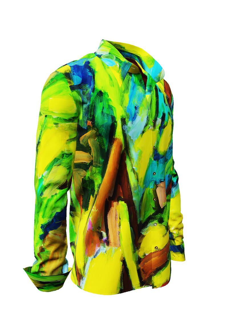 LANDSCAPE WITH RIVER - colourful Long Sleeve Shirt - GERMENS artfashion - Unique long sleeve shirt designed by artists - Made in Germany
