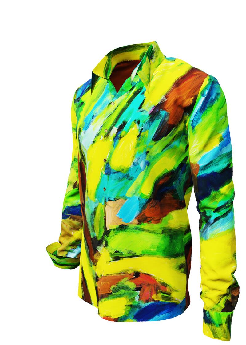 LANDSCAPE WITH RIVER - colourful Long Sleeve Shirt - GERMENS