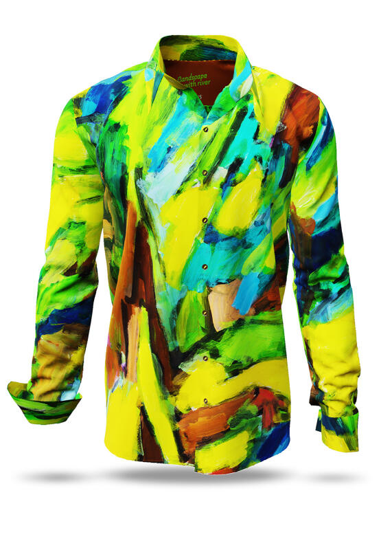 Discover button up shirts for men LANDSCAPE WITH RIVER - 100% cotton