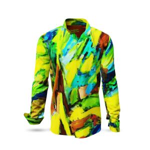 Discover Button Up Shirt LANDSCAPE WITH RIVER - 100 % co