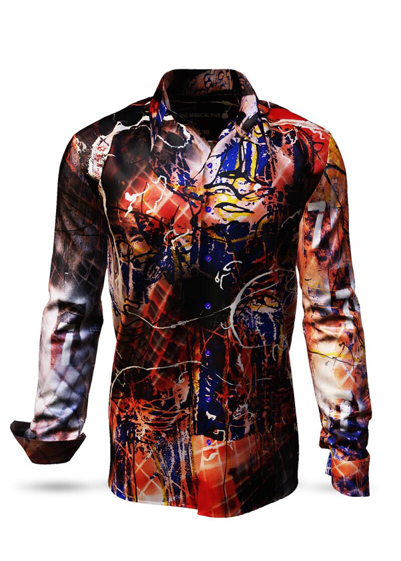 THE MAGICAL FIVE - Red blue Long Sleeve Shirt- GERMENS artfashion - Unusual long sleeve shirt in 10 sizes - Made in Germany