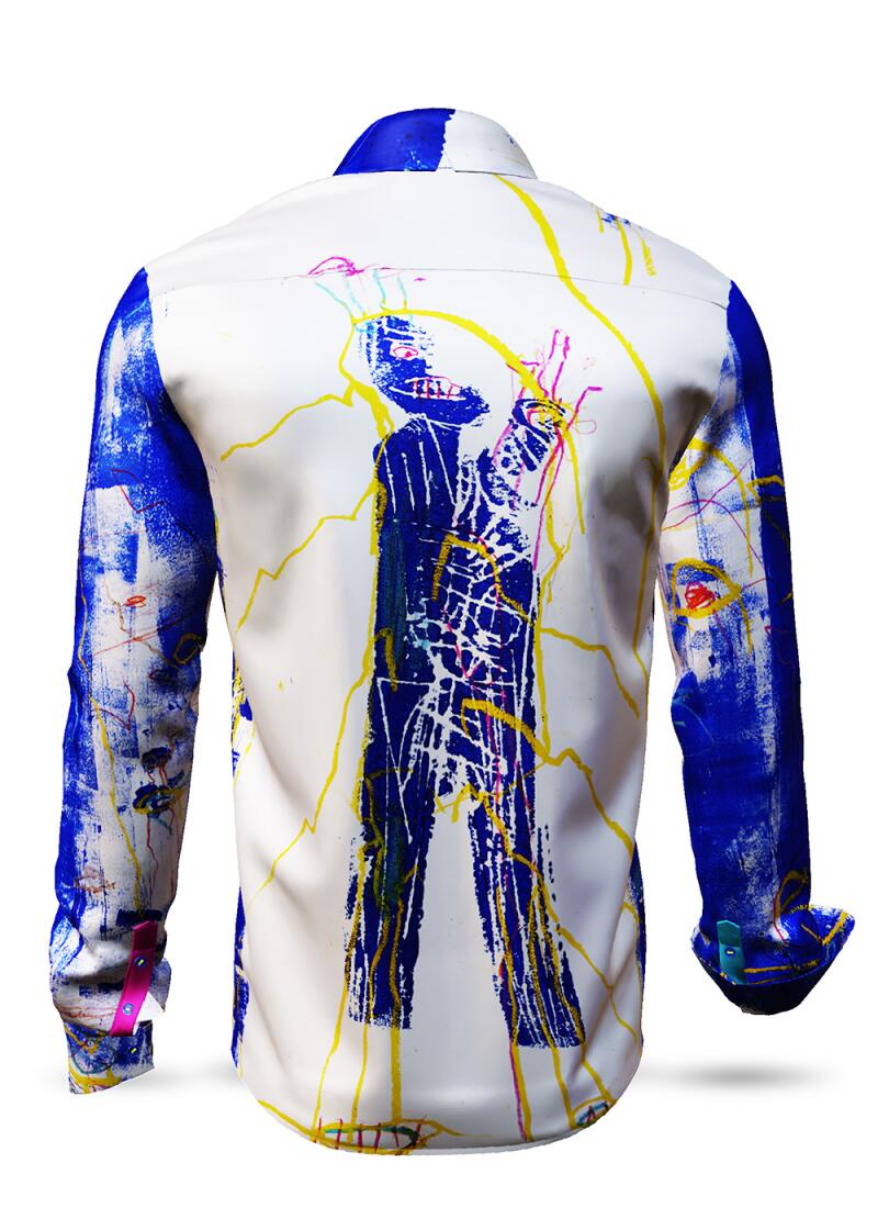 FULLHOUSE - Blue white Long Sleeve Shirt - GERMENS artfashion - Special long sleeve shirt in small limitation - Made in Germany