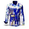 FULLHOUSE - Blue white Long Sleeve Shirt - GERMENS artfashion - Unusual long sleeve shirt in 10 sizes - Made in Germany