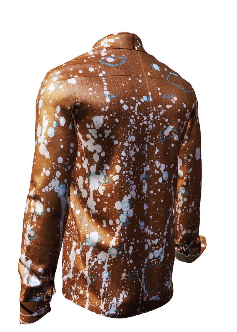 FRAGILE - Brown long-sleeved shirt with parcel labels - GERMENS