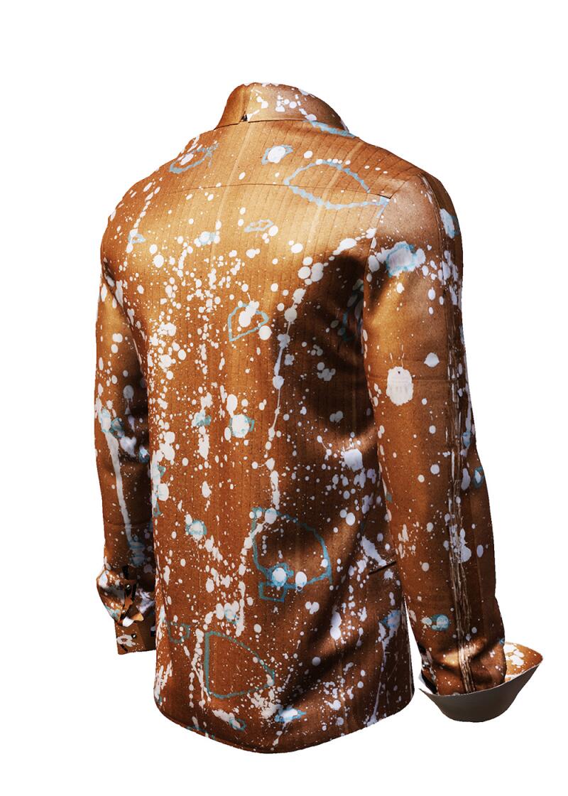 FRAGILE - Brown long-sleeved shirt with parcel labels - GERMENS