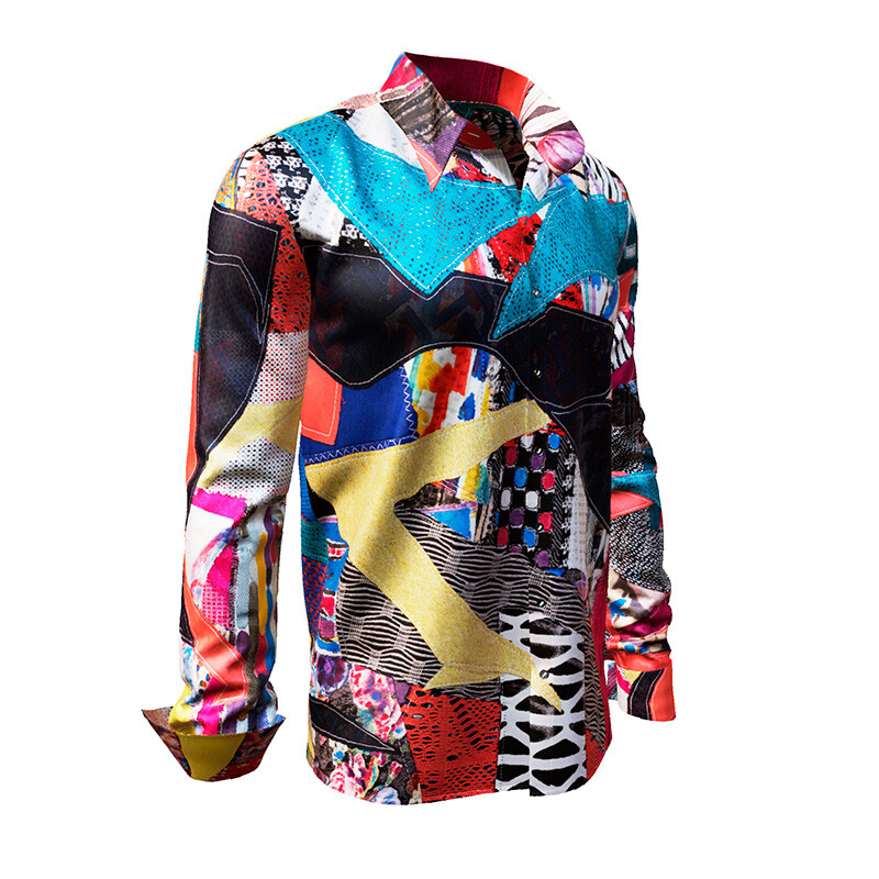 PATCHWORK - creative long sleeve shirt in patchwork design - GERMENS