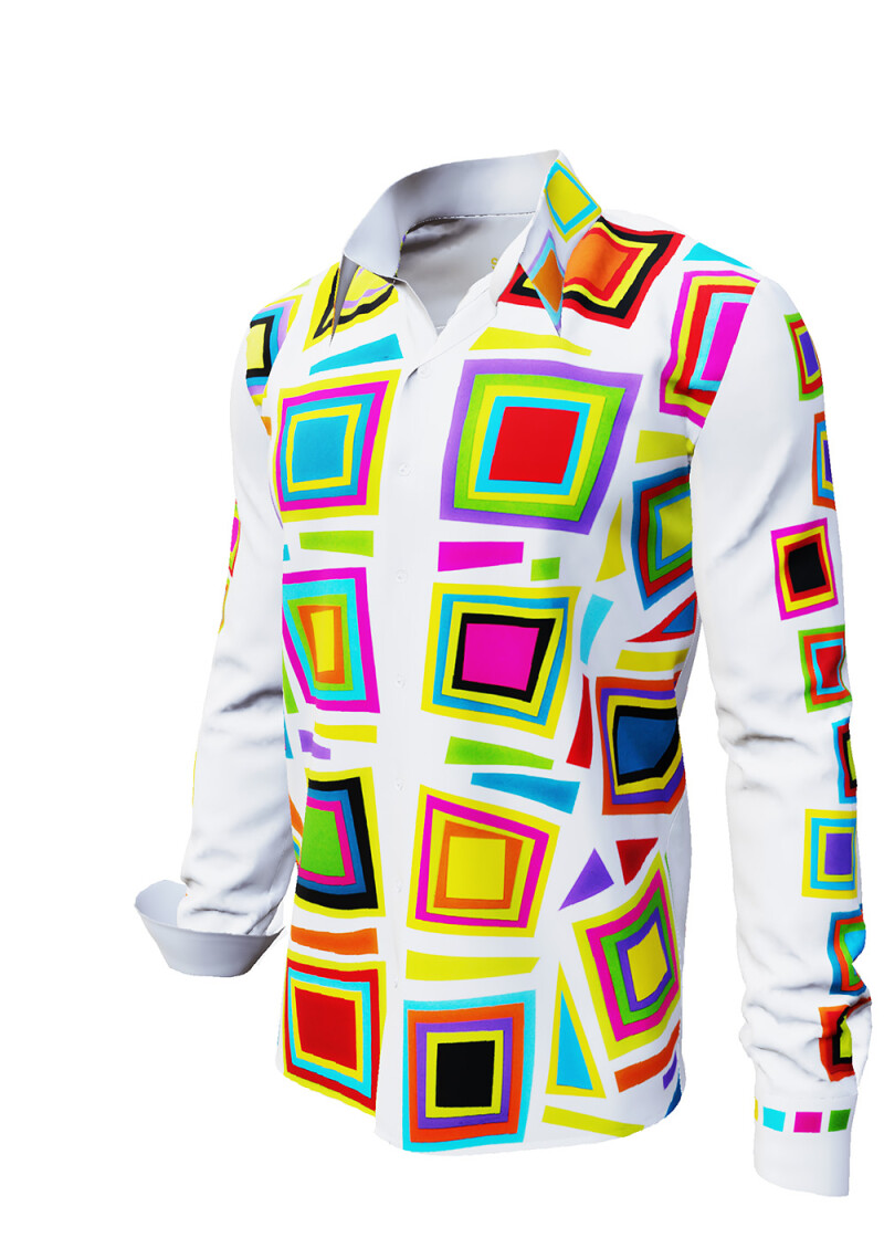 SUMMERDAY - Light-coloured long-sleeved shirt with coloured squares - GERMENS