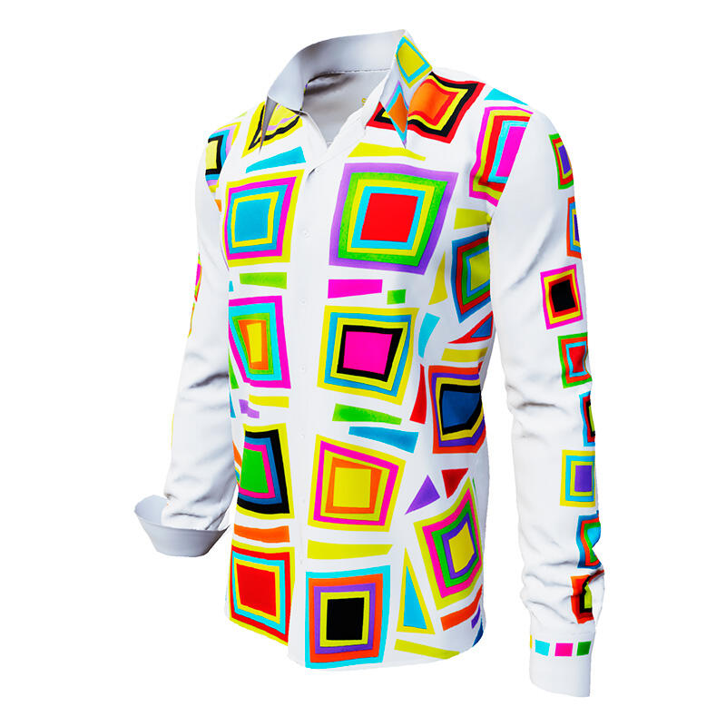 SUMMERDAY - Light-coloured long-sleeved shirt with coloured squares - GERMENS