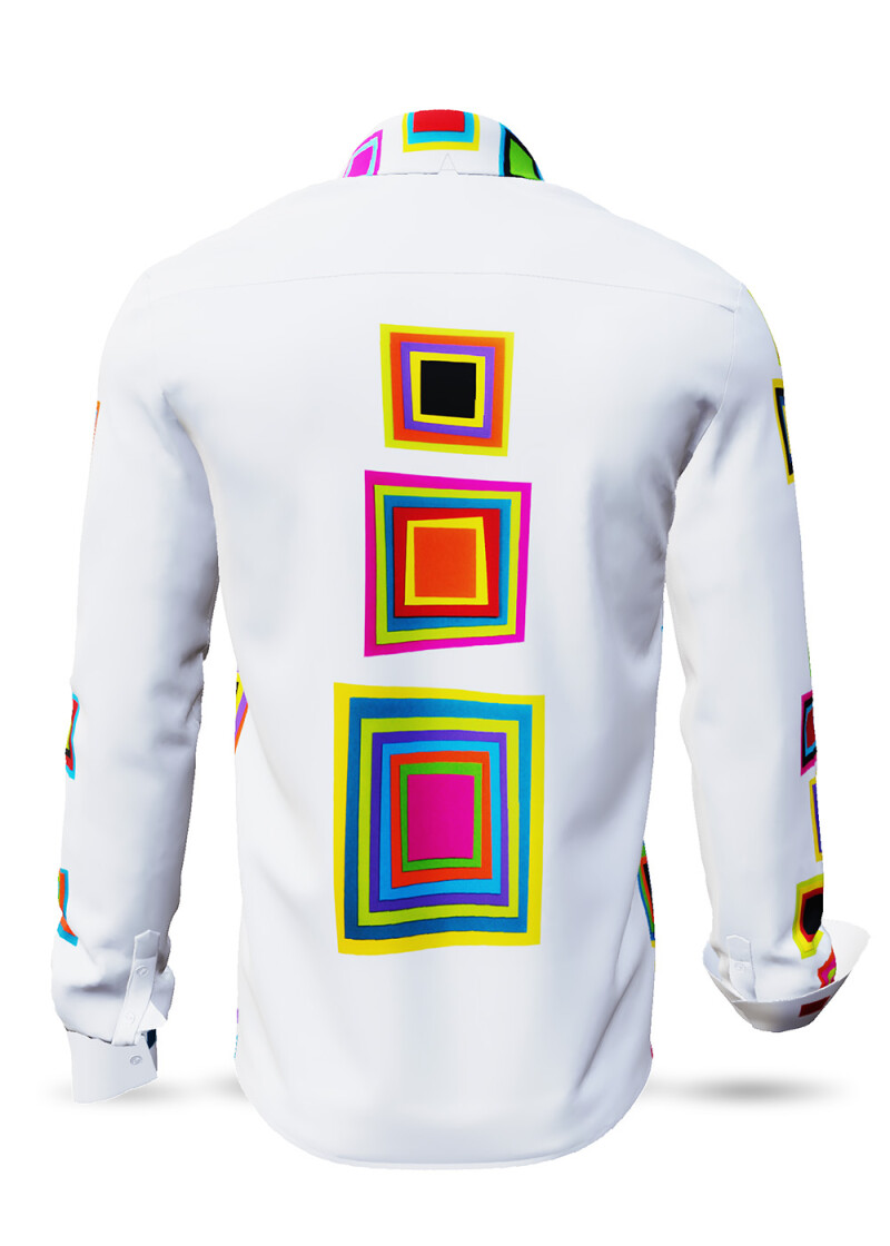 SUMMERDAY - helles Langarmhemd mit bunten Vierecken - GERMENS artfashion - Besonderes Mnnerhemd in geringer Limitierung - Made in Germany