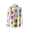 SUMMERDAY - Light-coloured long-sleeved shirt with coloured squares - GERMENS artfashion - Unique long sleeve shirt designed by artists - Made in Germany