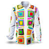 SUMMERDAY - Light-coloured long-sleeved shirt with coloured squares - GERMENS artfashion - Unusual long sleeve shirt in 10 sizes - Made in Germany