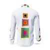 SUMMERDAY - Light-coloured long-sleeved shirt with coloured squares - GERMENS artfashion - Special long sleeve shirt in small limitation - Made in Germany