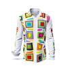 SUMMERDAY - Light-coloured long-sleeved shirt with coloured squares - GERMENS artfashion - Unusual long sleeve shirt in 10 sizes - Made in Germany