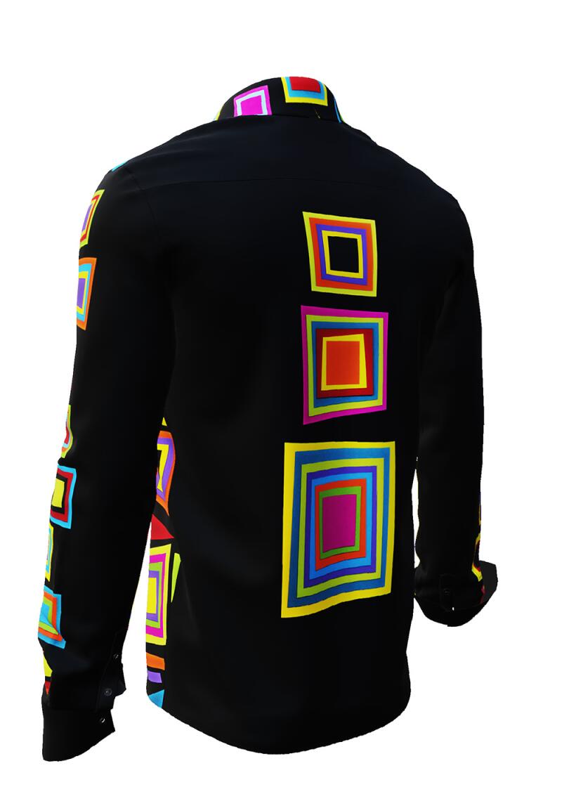 SUMMERNIGHT - Dark-coloured long-sleeved shirt with coloured squares - GERMENS