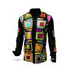 SUMMERNIGHT - Dark-coloured long-sleeved shirt with coloured squares - GERMENS artfashion - Unusual long sleeve shirt in 10 sizes - Made in Germany