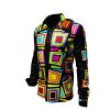 SUMMERNIGHT - Dark-coloured long-sleeved shirt with coloured squares - GERMENS