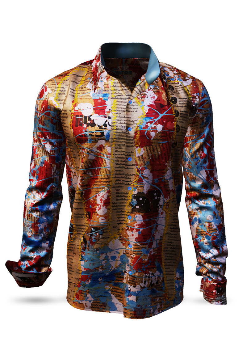 DAYDREAM - Rot blaues Langarmhemd - GERMENS artfashion - Unusual long sleeve shirt in 10 sizes - Made in Germany