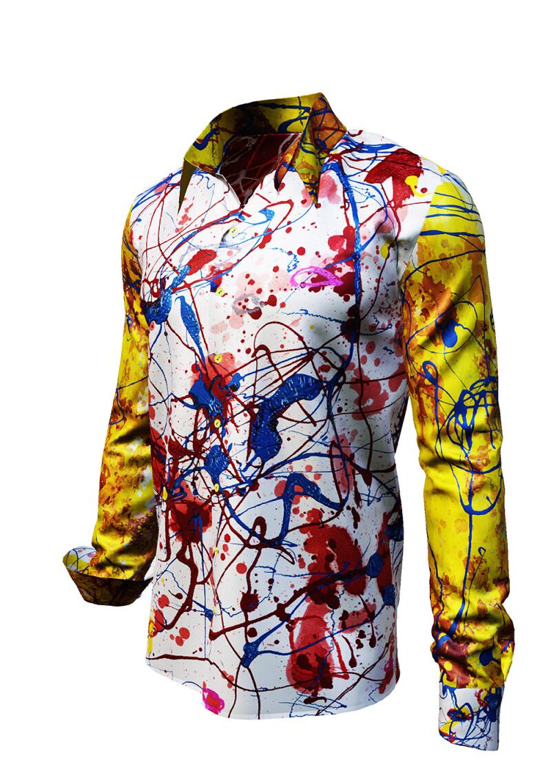 HEARTBEAT - Swinging long sleeve shirt with yellow sleeves - GERMENS