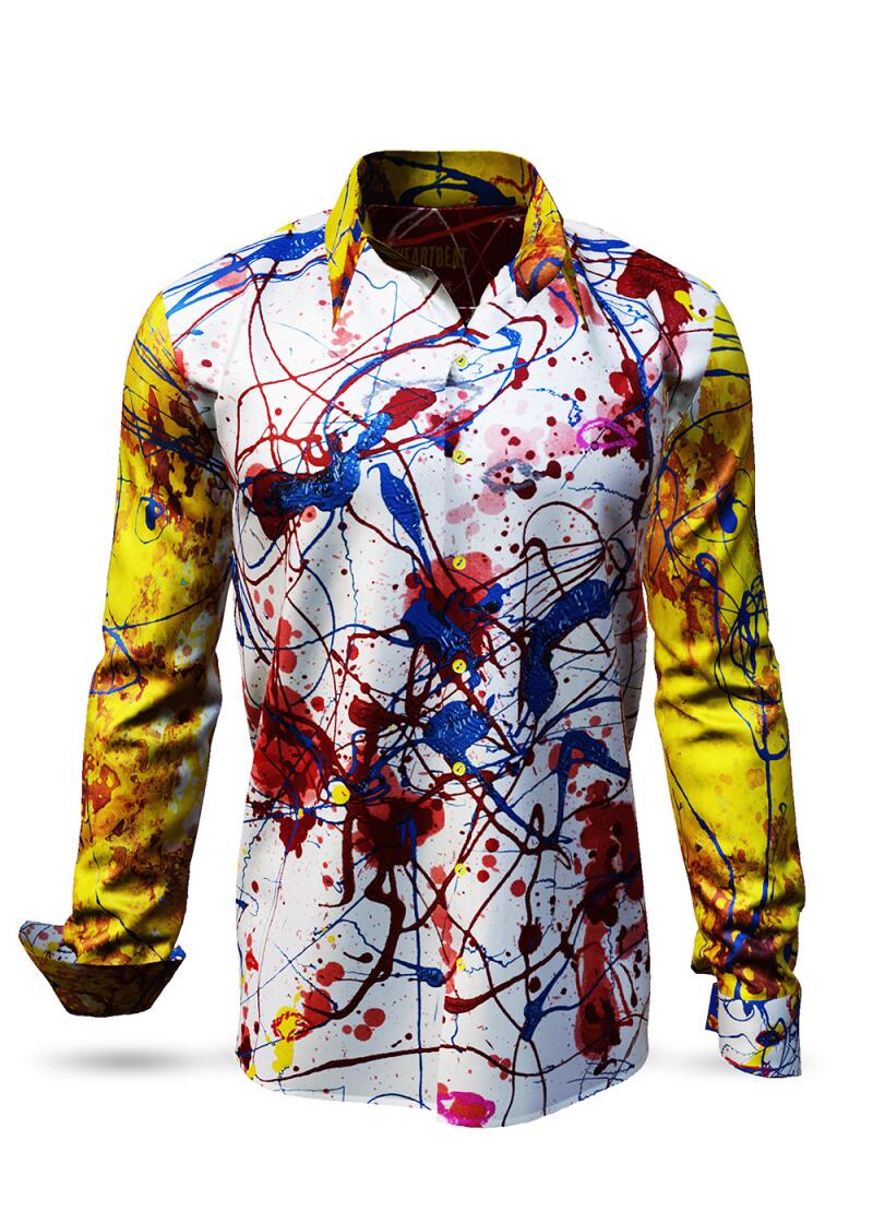 HEARTBEAT - Schwungvolles Langarmhemd mit gelben Ärmeln - GERMENS artfashion - Unusual long sleeve shirt in 10 sizes - Made in Germany