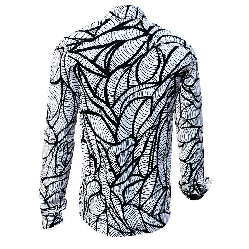 STRUCTURA - Black white long-sleeved shirt- GERMENS artfashion - Special long sleeve shirt in small limitation - Made in Germany