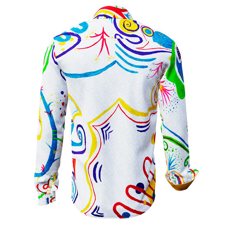 NAYMA - bright long-sleeved shirt with colourful drawings - GERMENS artfashion - Special long sleeve shirt in small limitation - Made in Germany