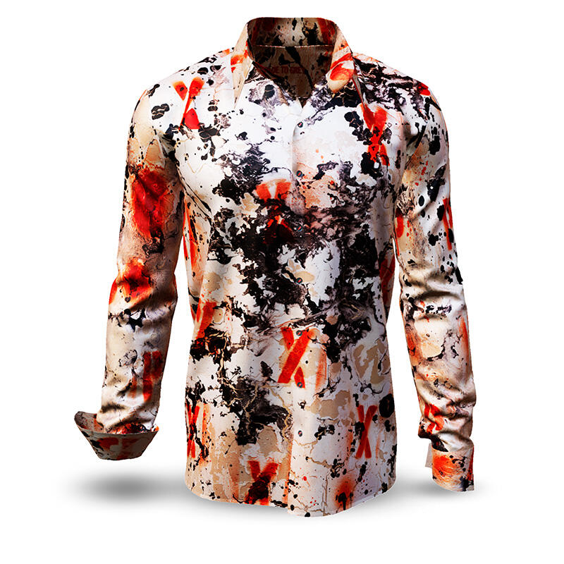 FADE TO GREY - Red black long-sleeved shirt- GERMENS artfashion - Unusual long sleeve shirt in 10 sizes - Made in Germany