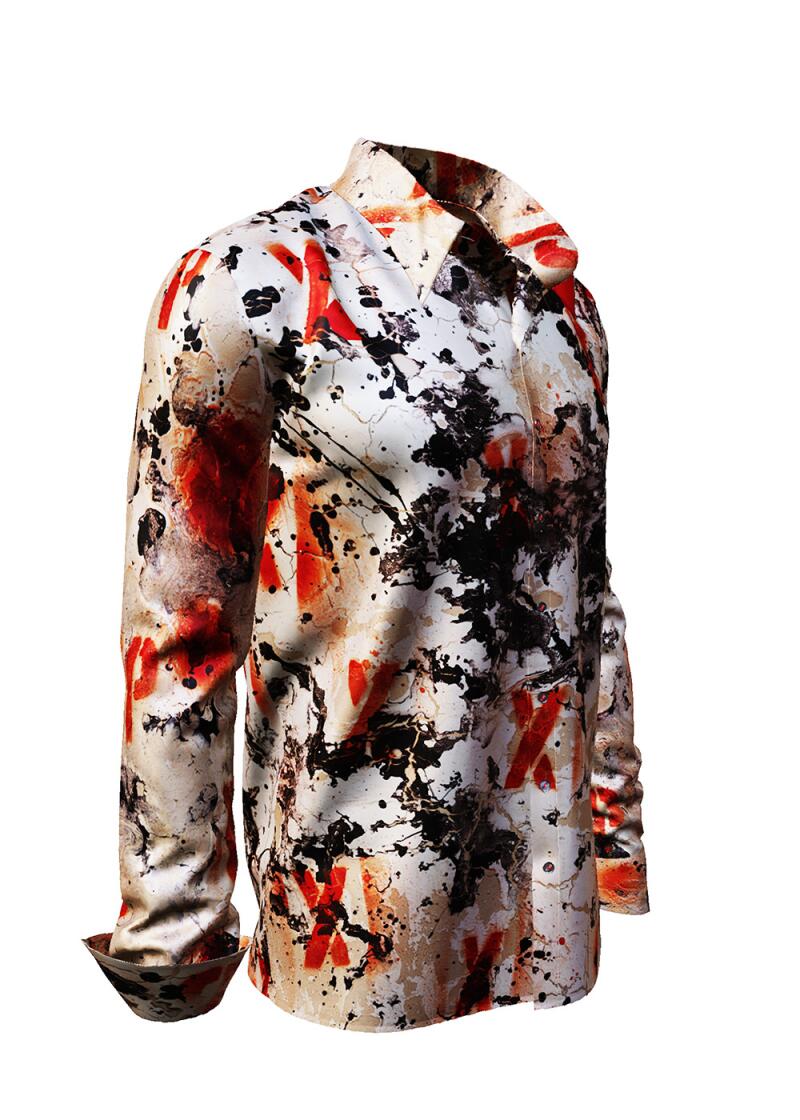 FADE TO GREY - Red black long-sleeved shirt- GERMENS artfashion - Unique long sleeve shirt designed by artists - Made in Germany
