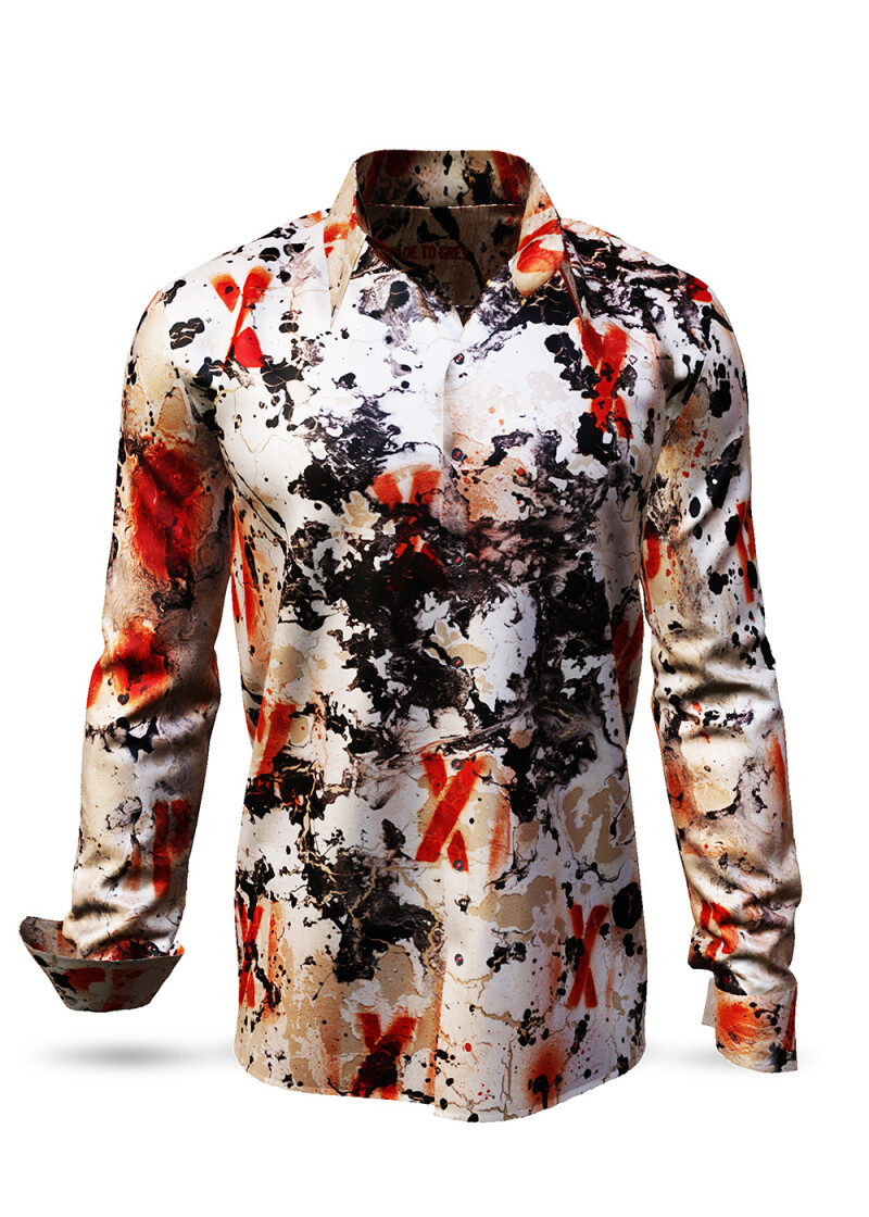 FADE TO GREY - Red black long-sleeved shirt- GERMENS artfashion - Unusual long sleeve shirt in 10 sizes - Made in Germany