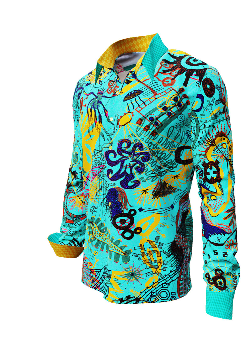 MAMBO BEACH - Bright casual shirt with coloured drawings - GERMENS