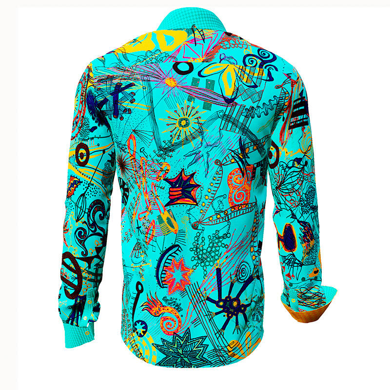 MAMBO - Dunkles Freizeithemd mit farbigen Zeichnungen - GERMENS
