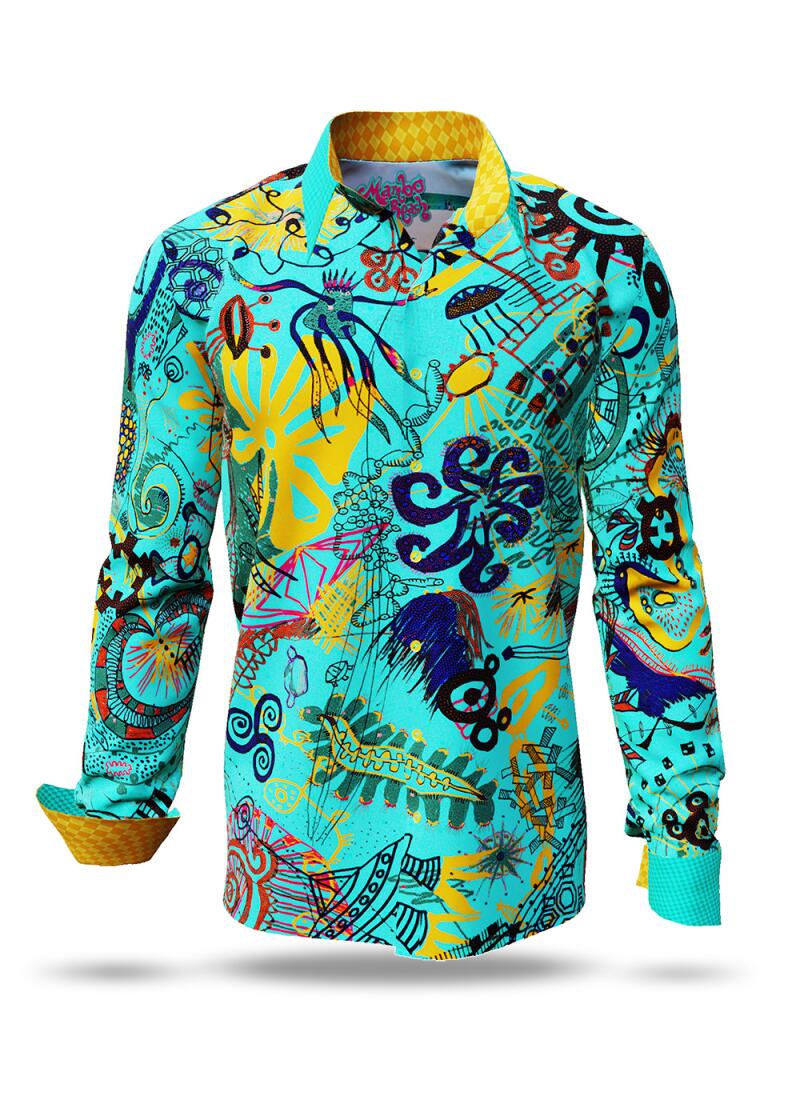 MAMBO BEACH - Bright casual shirt with coloured drawings - GERMENS