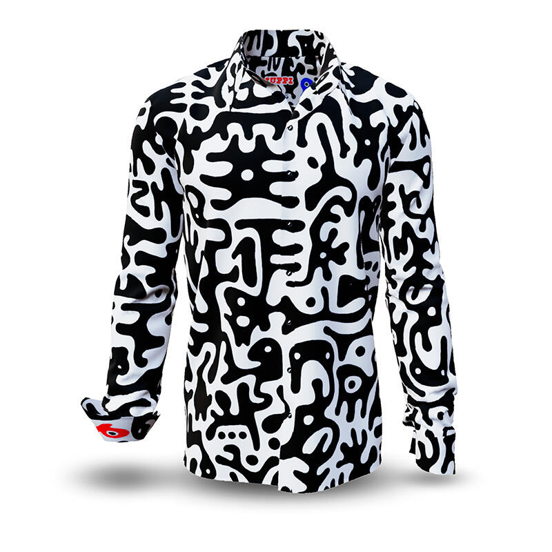 JUPPI - Long sleeve shirt with black white pattern - GERMENS