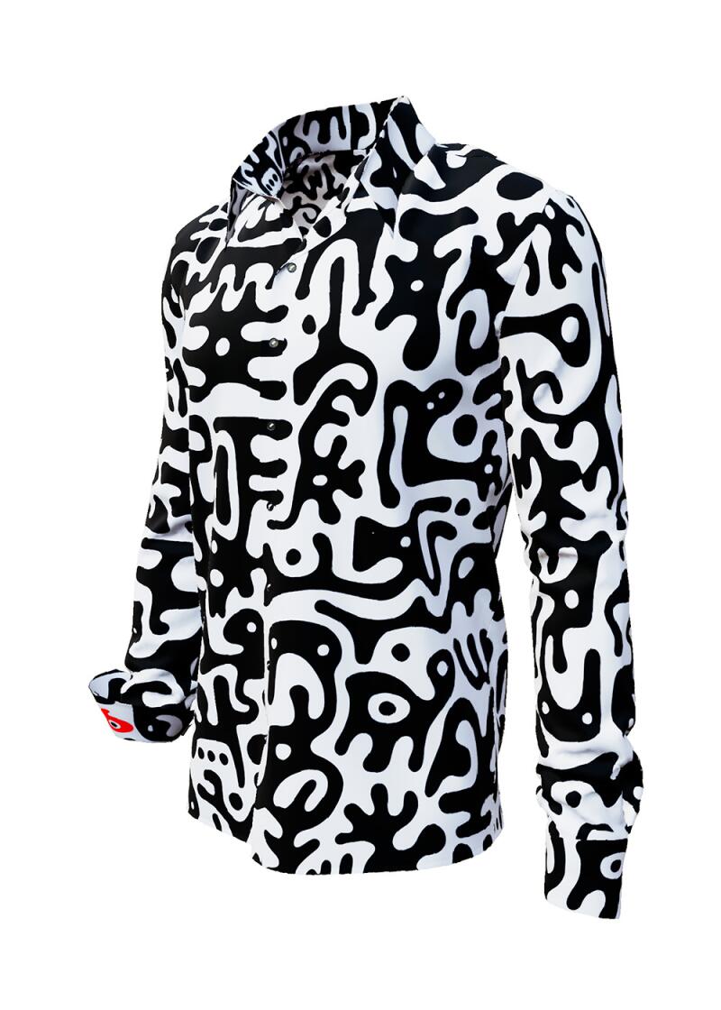 JUPPI - Long sleeve shirt with black white pattern - GERMENS