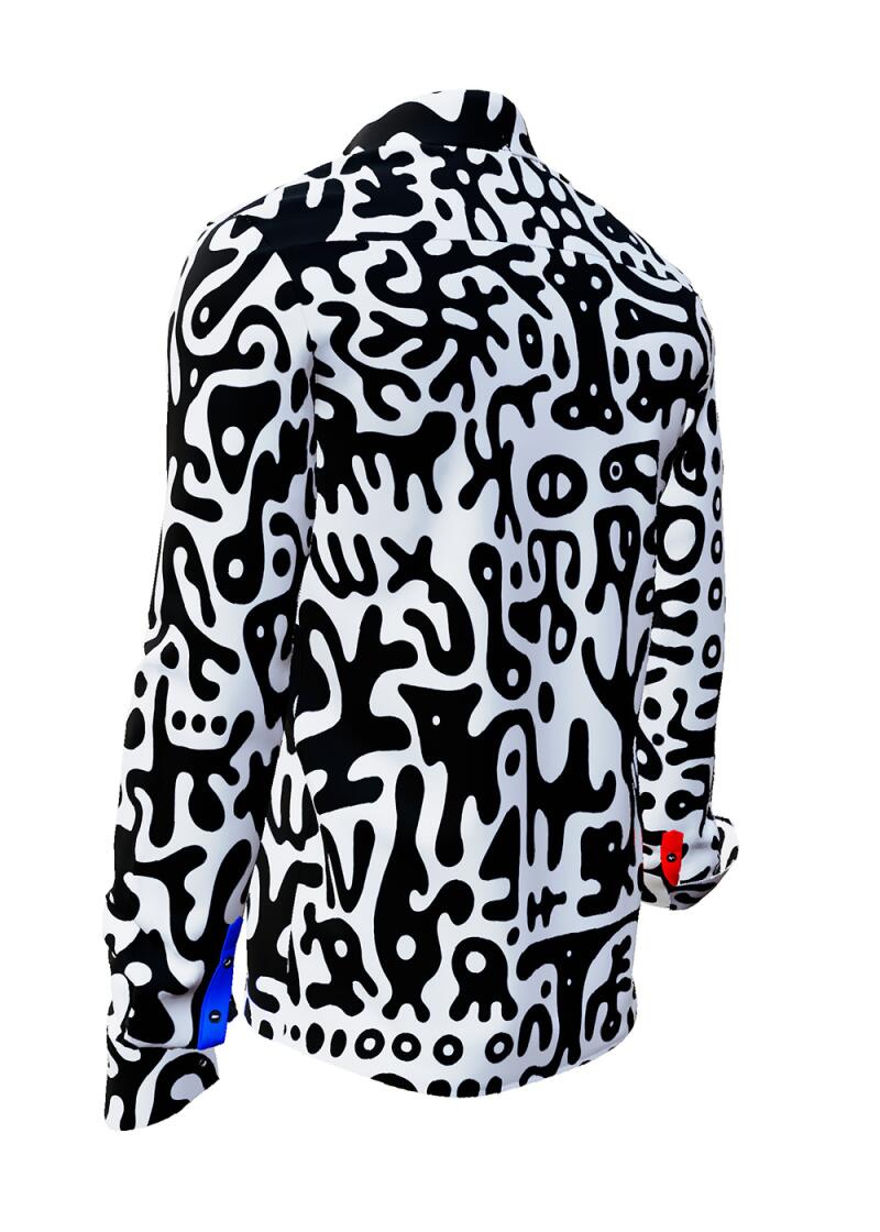JUPPI - Long sleeve shirt with black white pattern - GERMENS