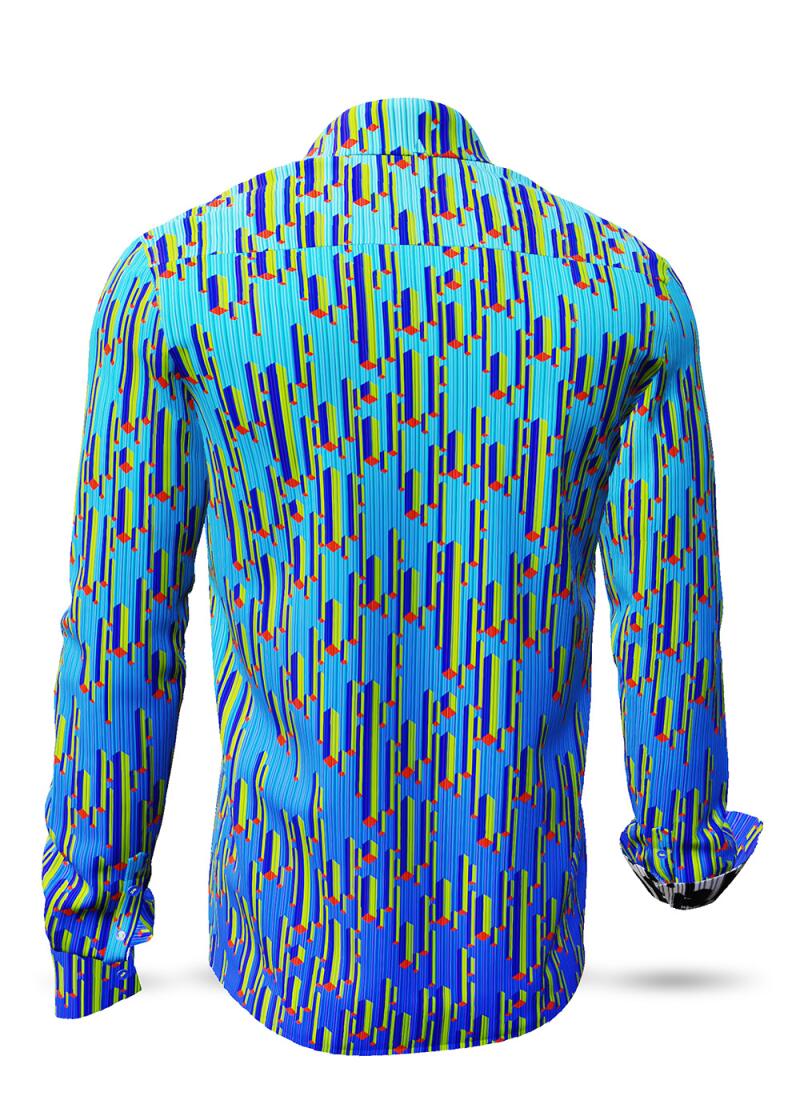 STALACNITE BLUE - blaues Hemd mit gelben Tropfsteinformen...