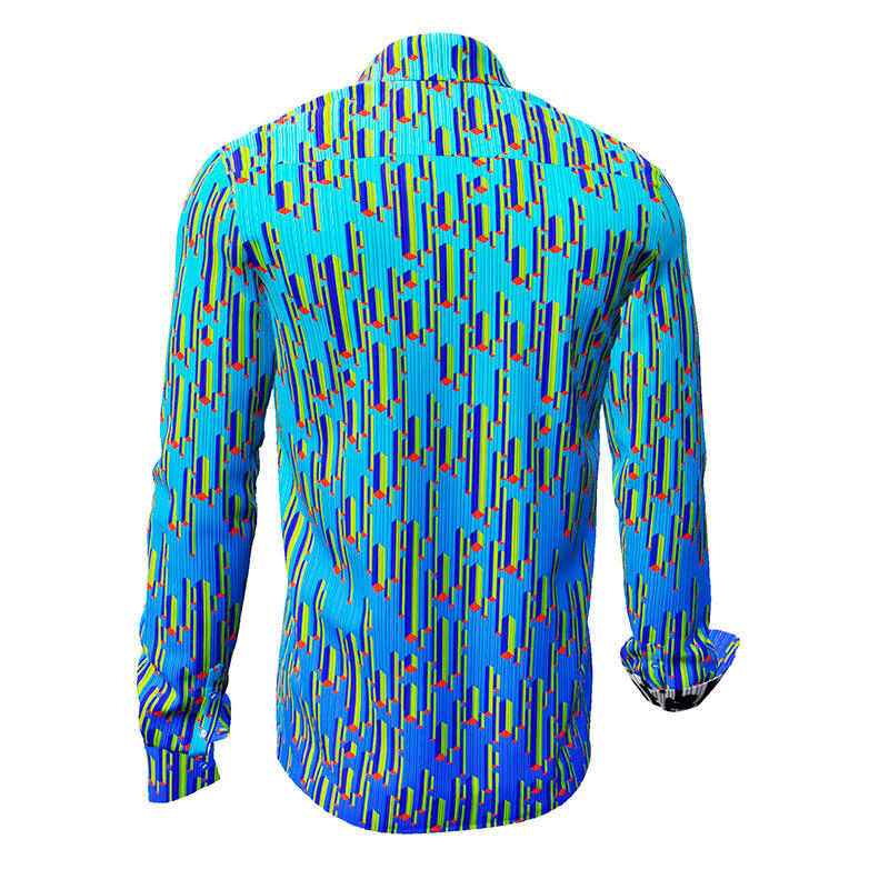 STALACNITE BLUE - blue shirt with yellow stalactite shapes - GERMENS