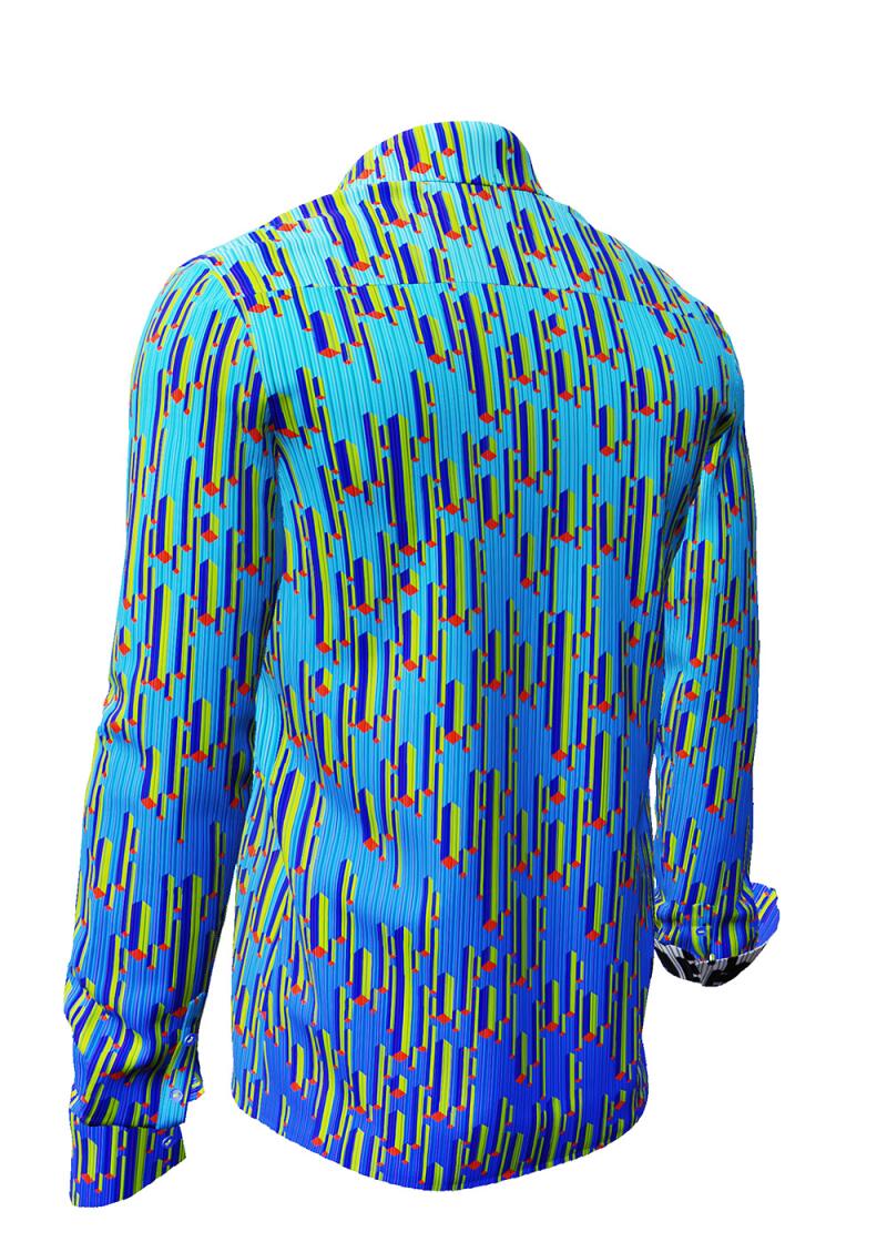 STALACNITE BLUE - blue shirt with yellow stalactite shapes - GERMENS