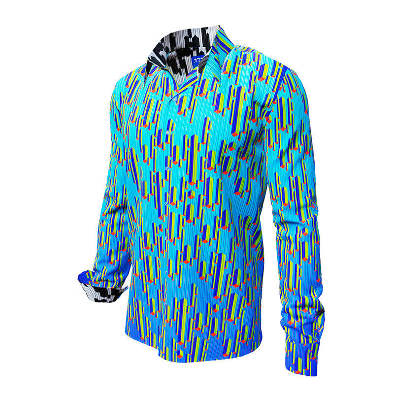 STALACNITE BLUE - blue shirt with yellow stalactite shapes - GERMENS