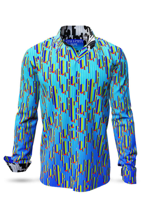 Discover colorful button up shirts for men STALACNITE BLUE - 100% cotton