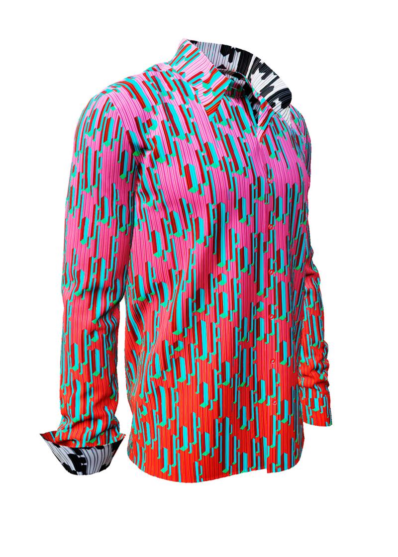 STALACNITE RED - red shirt with blue stalactite shapes - GERMENS