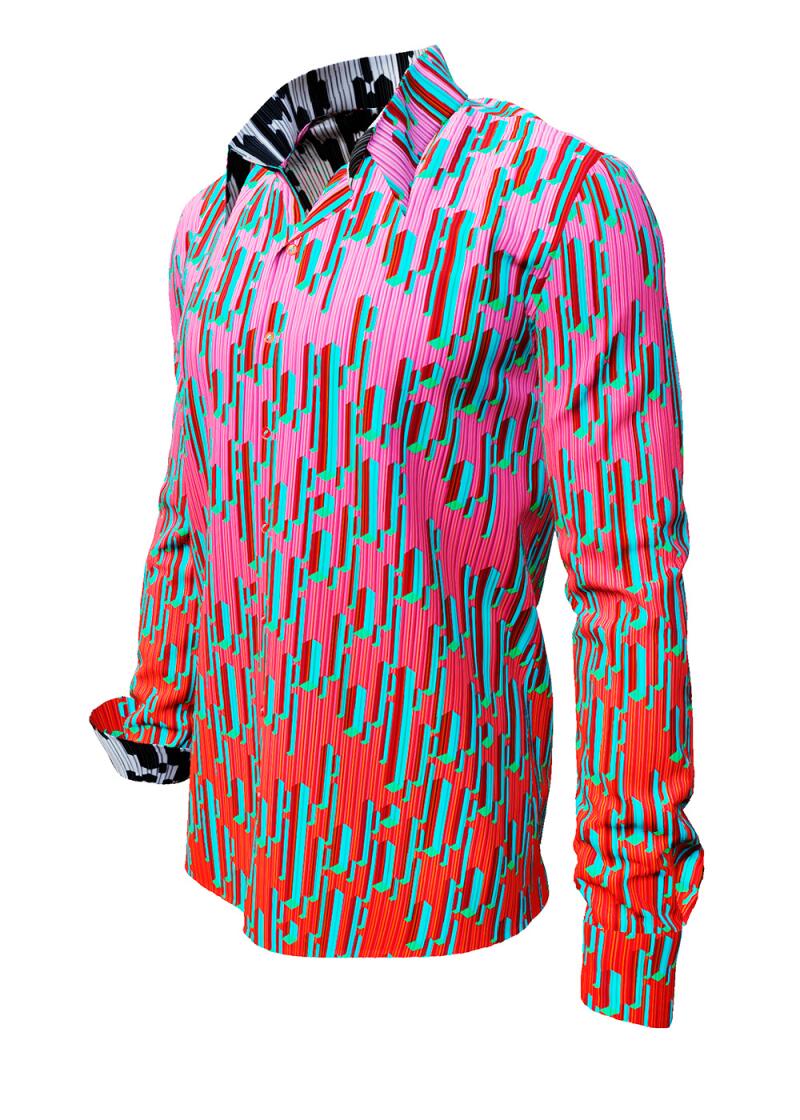STALACNITE RED - red shirt with blue stalactite shapes - GERMENS