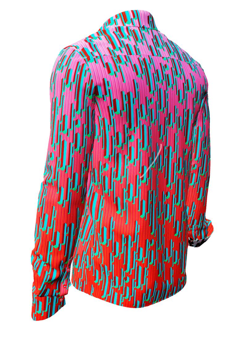 STALACNITE RED - red shirt with blue stalactite shapes - GERMENS