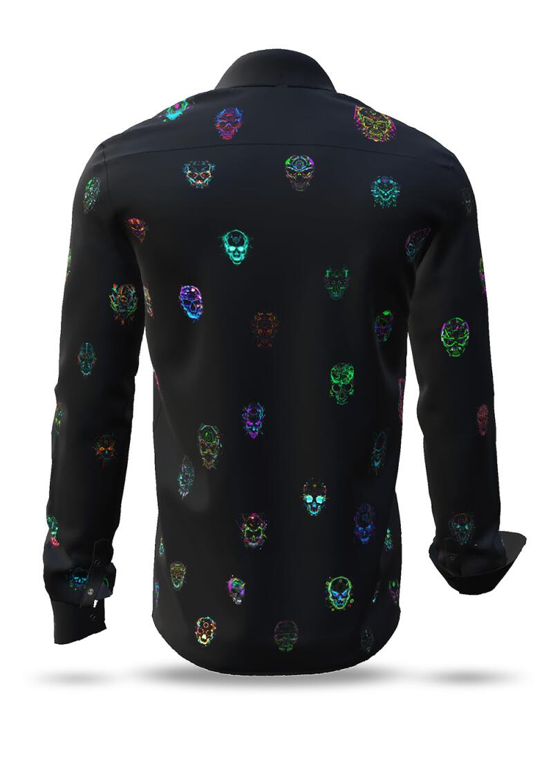 DEADHEAD MEETING - black shirt with colorful skulls -...