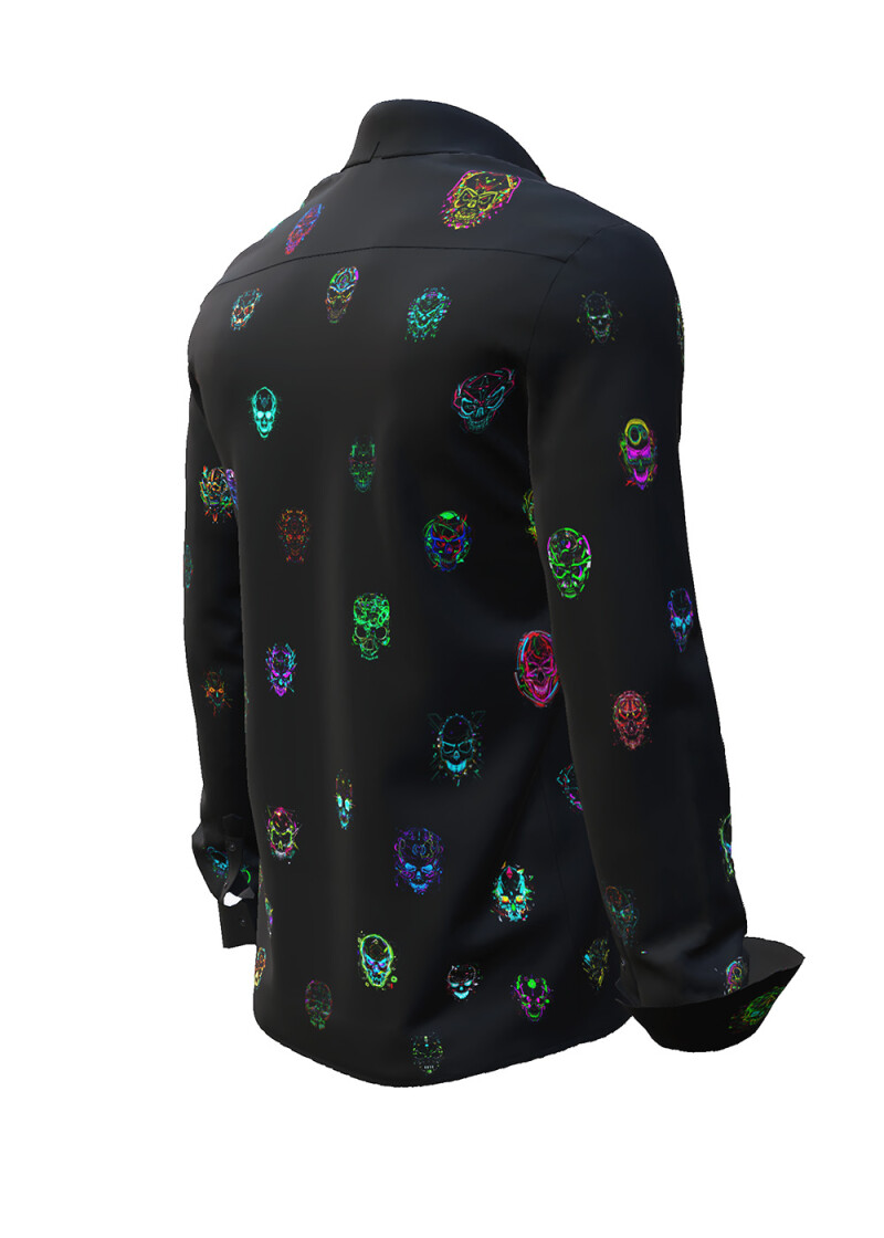 DEADHEAD MEETING - black shirt with colorful skulls - GERMENS