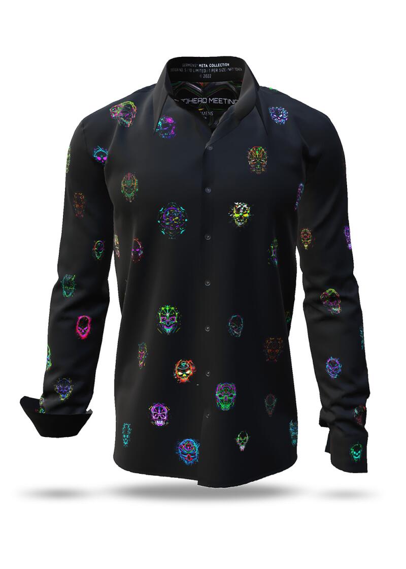 DEADHEAD MEETING - black shirt with colorful skulls - GERMENS