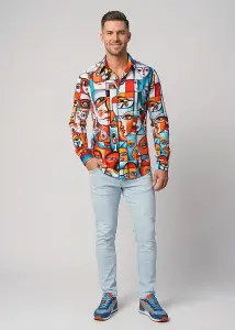 Discover colorful button up shirts for men FACES - 100%...
