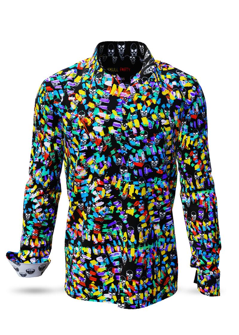 Entdecke bunte Hemden Herren SKULL PARTY - 100 % BW