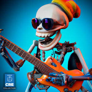 MR. DEATH PLAYS GUITAR - dark shirt with skeleton playing...